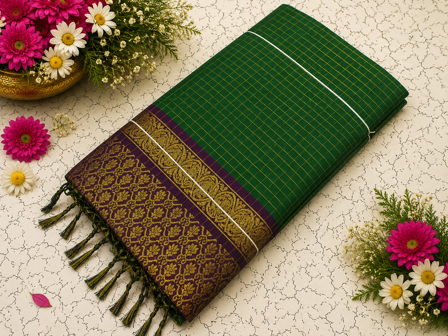 Excellent  Multi Checks Kalyani Cotton Saree