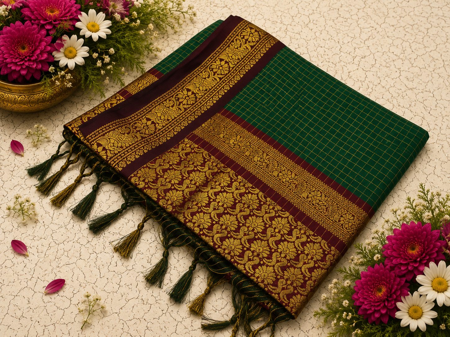 Excellent  Multi Checks Kalyani Cotton Saree