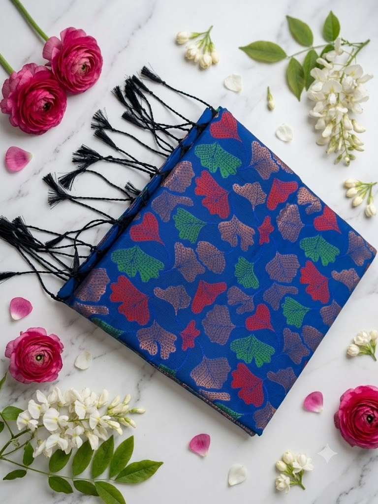 Ginkgo Leaf Silk Saree