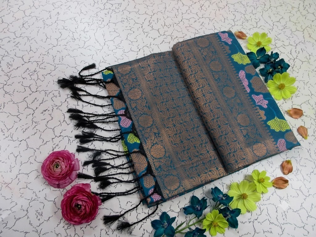 Ginkgo Leaf Soft Silk Saree