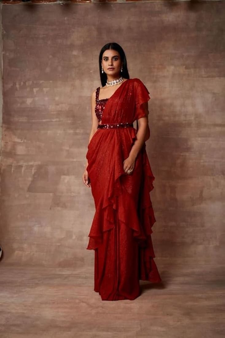 Ruffle Silk Saree