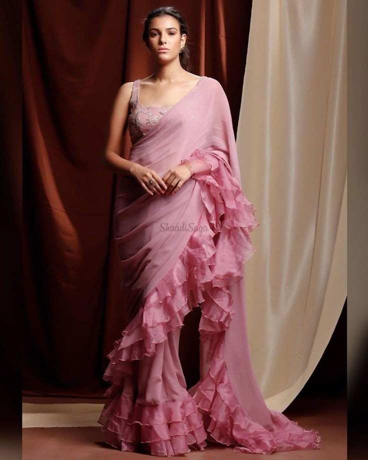Ruffle Silk Saree