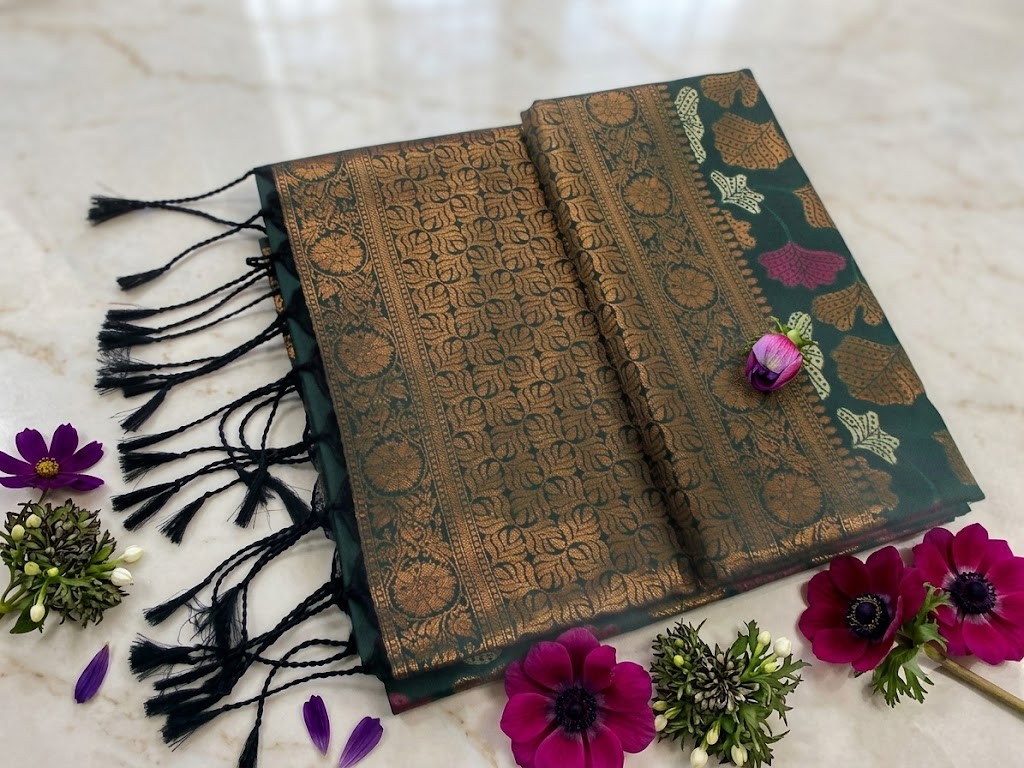 Ginkgo Leaf Soft Silk Saree