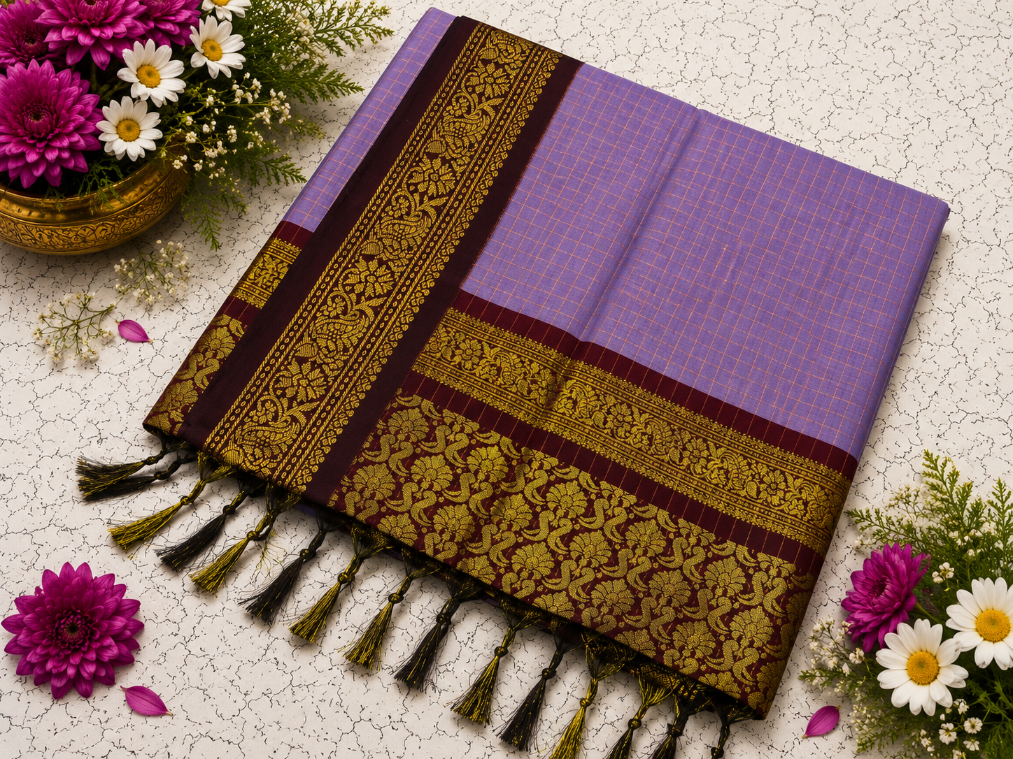 Excellent  Multi Checks Kalyani Cotton Saree